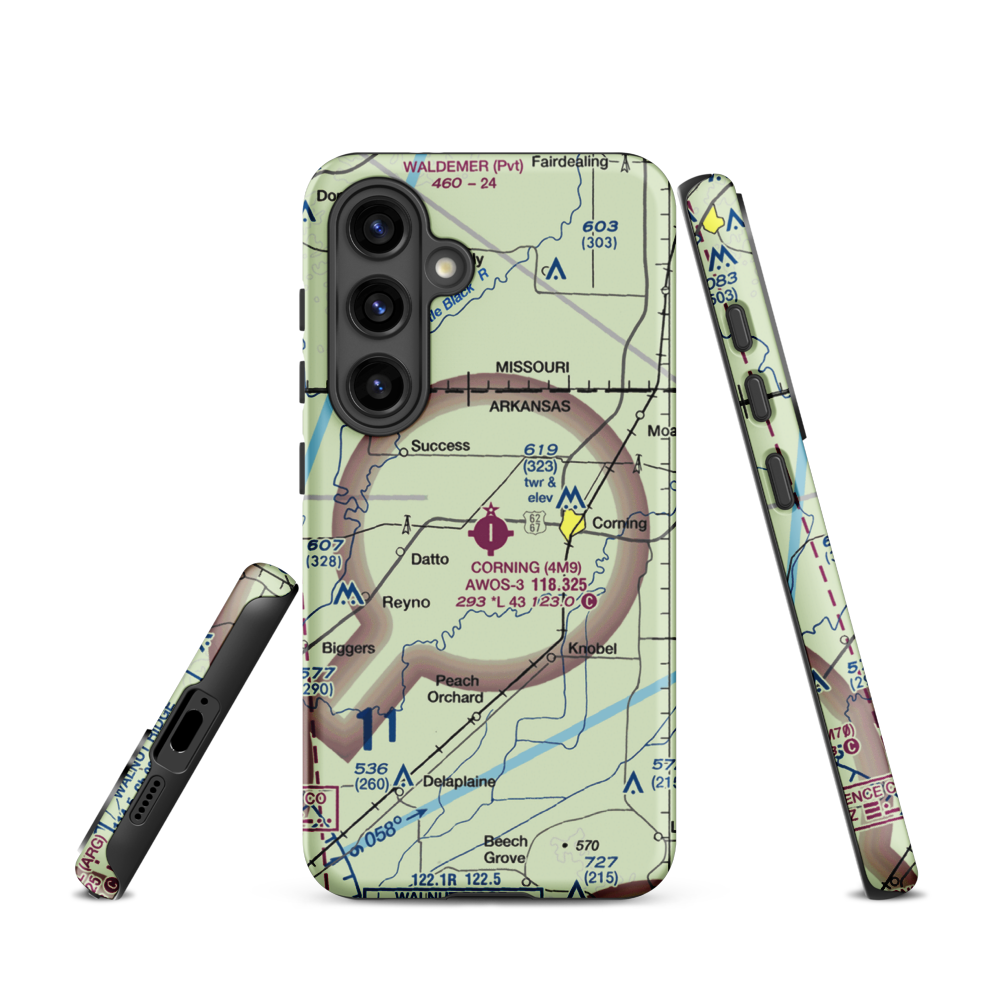 Corning Municipal Airport (4M9) VFR Sectional Samsung Phone Case Samsung Galaxy S24 model shown