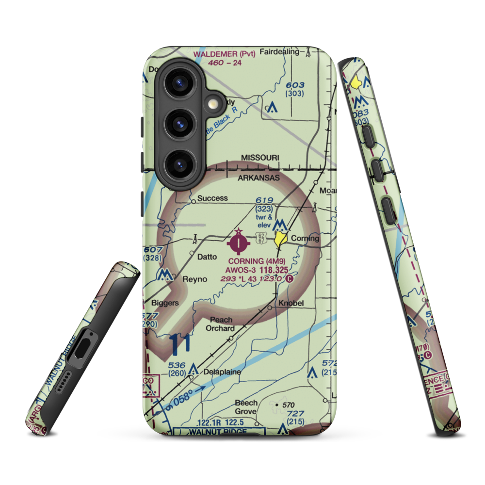 Corning Municipal Airport (4M9) VFR Sectional Samsung Phone Case Samsung Galaxy S24 Plus model shown