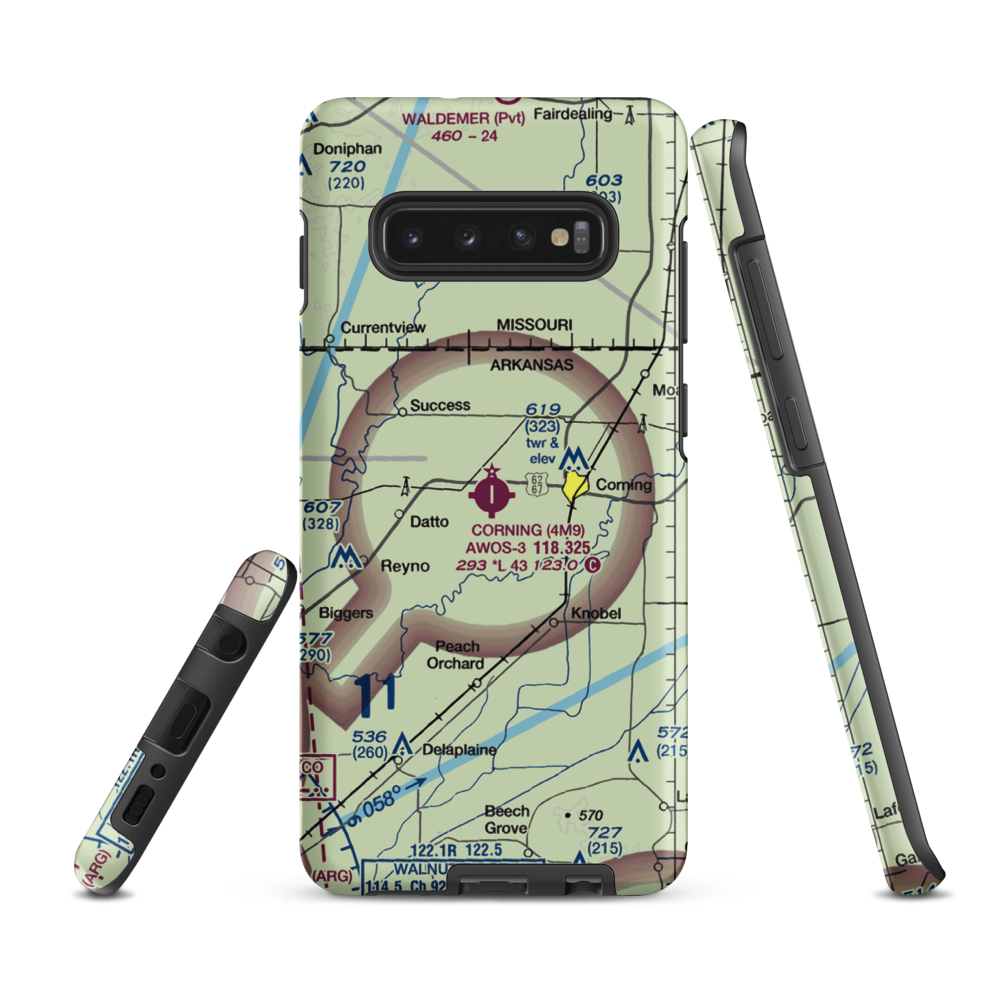 Corning Municipal Airport (4M9) VFR Sectional Samsung Phone Case Samsung Galaxy S10 Plus model shown