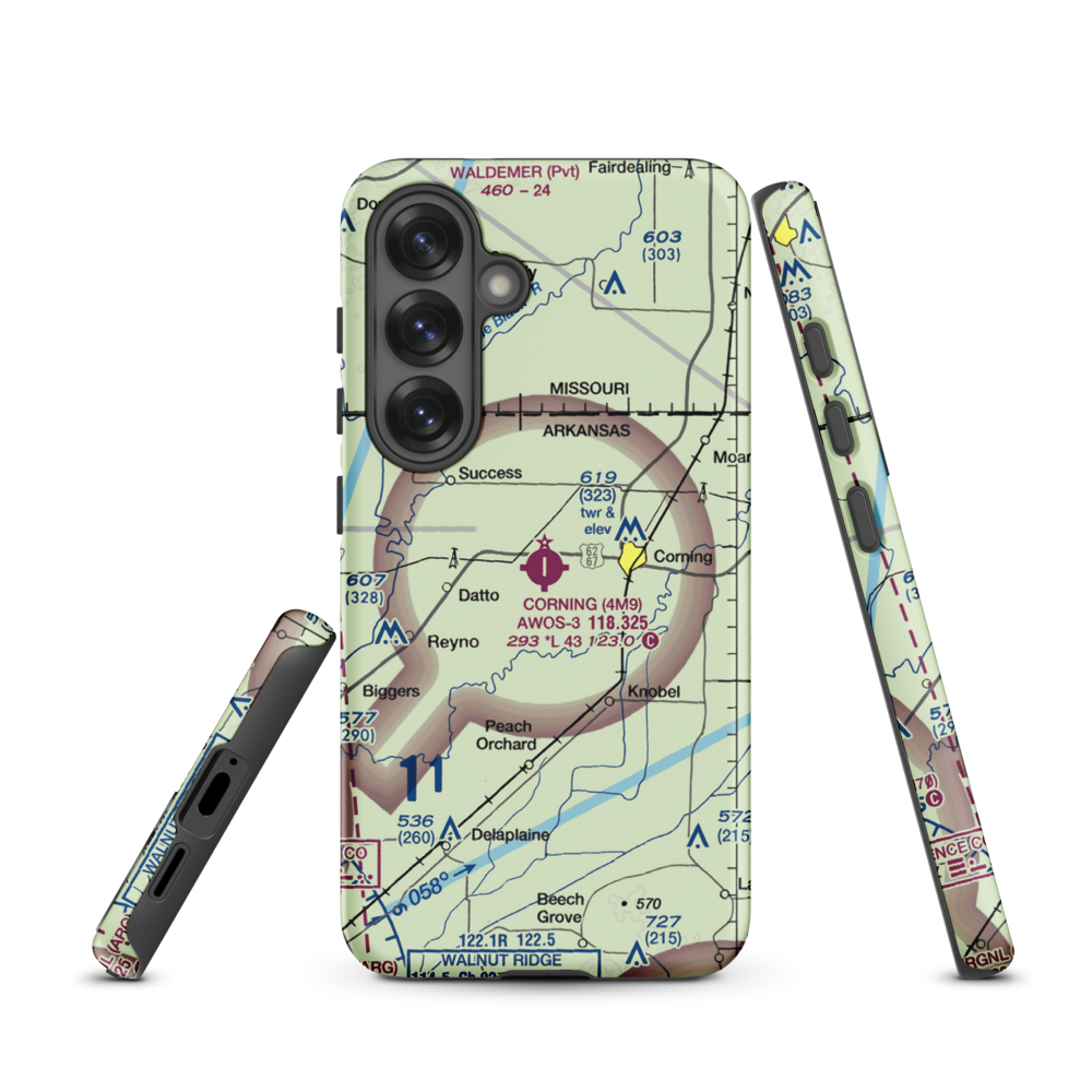 Corning Municipal Airport (4M9) VFR Sectional Samsung Phone Case Samsung Galaxy S25 model shown