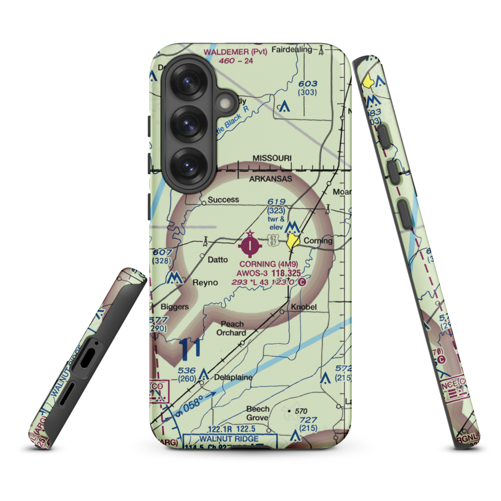 Corning Municipal Airport (4M9) VFR Sectional Samsung Phone Case Samsung Galaxy S25 Plus model shown