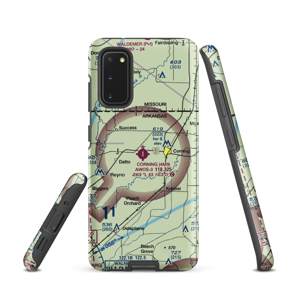 Corning Municipal Airport (4M9) VFR Sectional Samsung Phone Case Samsung Galaxy S20 model shown