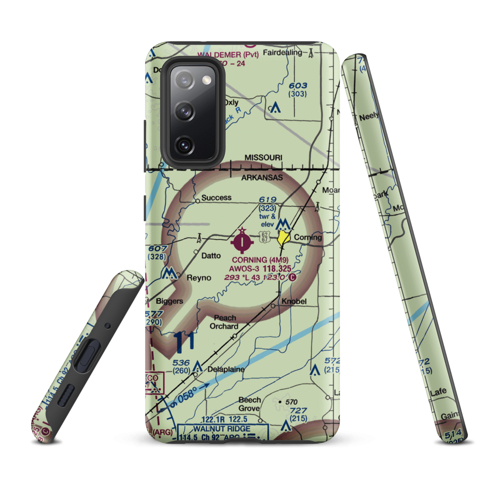Corning Municipal Airport (4M9) VFR Sectional Samsung Phone Case Samsung Galaxy S20 FE model shown