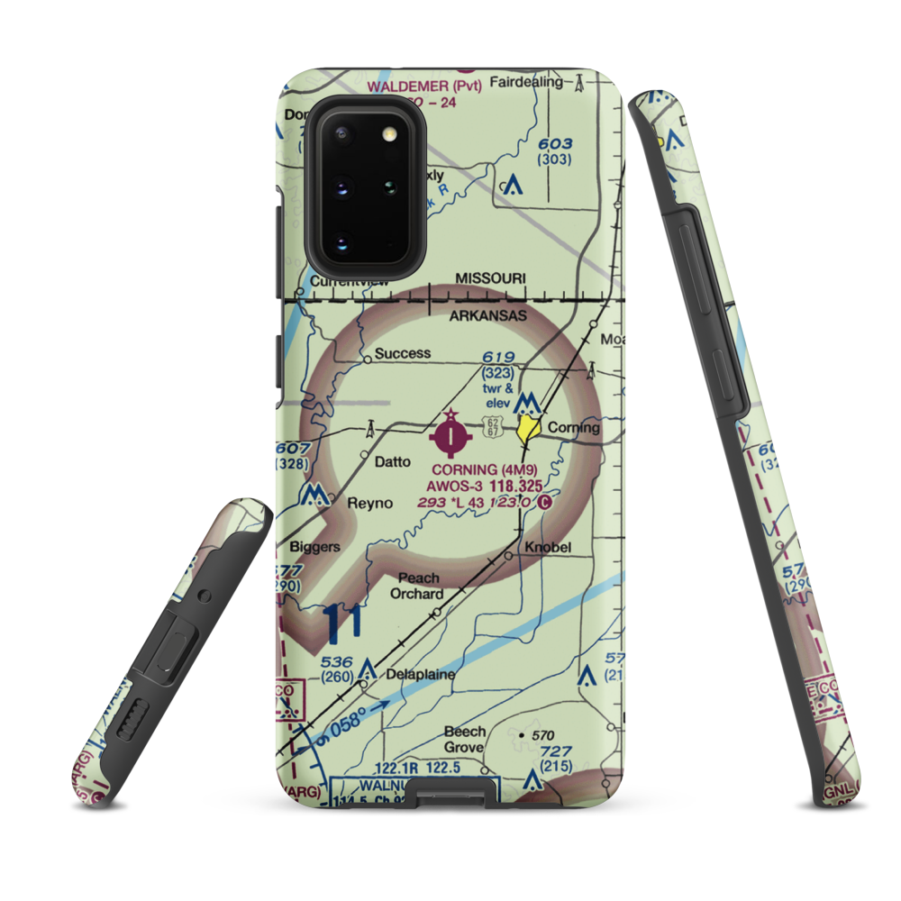 Corning Municipal Airport (4M9) VFR Sectional Samsung Phone Case Samsung Galaxy S20 Plus model shown