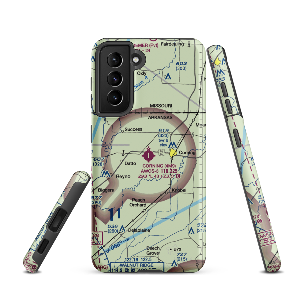 Corning Municipal Airport (4M9) VFR Sectional Samsung Phone Case Samsung Galaxy S21 model shown
