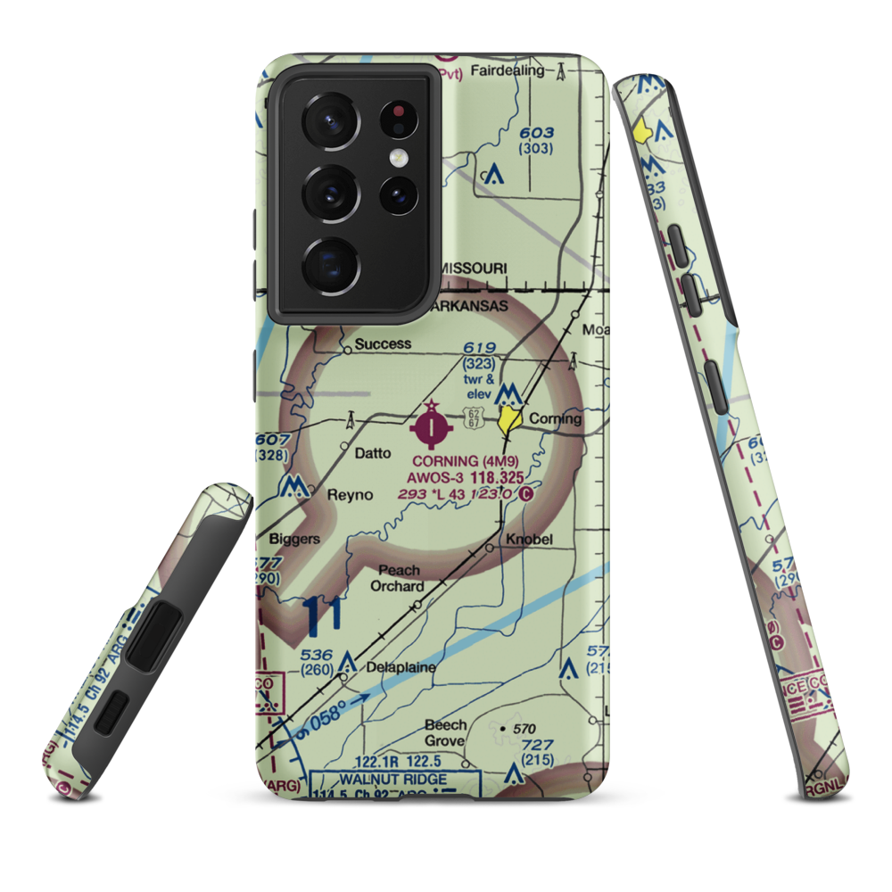 Corning Municipal Airport (4M9) VFR Sectional Samsung Phone Case Samsung Galaxy S21 Plus model shown
