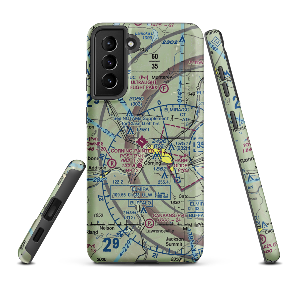 Corning Painted Post Airport (7N1) VFR Sectional Samsung Phone Case Samsung Galaxy S21 FE model shown