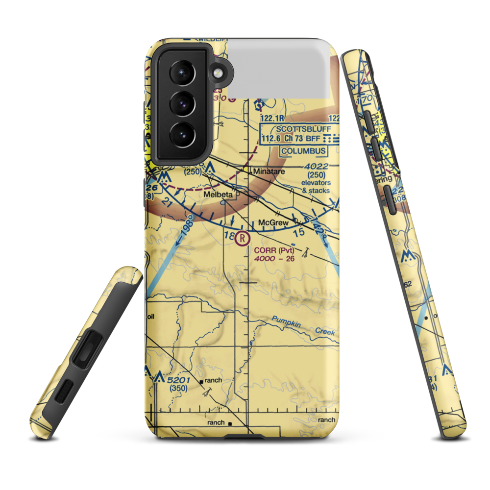 Corr Airport (25NE) VFR Sectional Samsung Phone Case Samsung Galaxy S21 Plus model shown