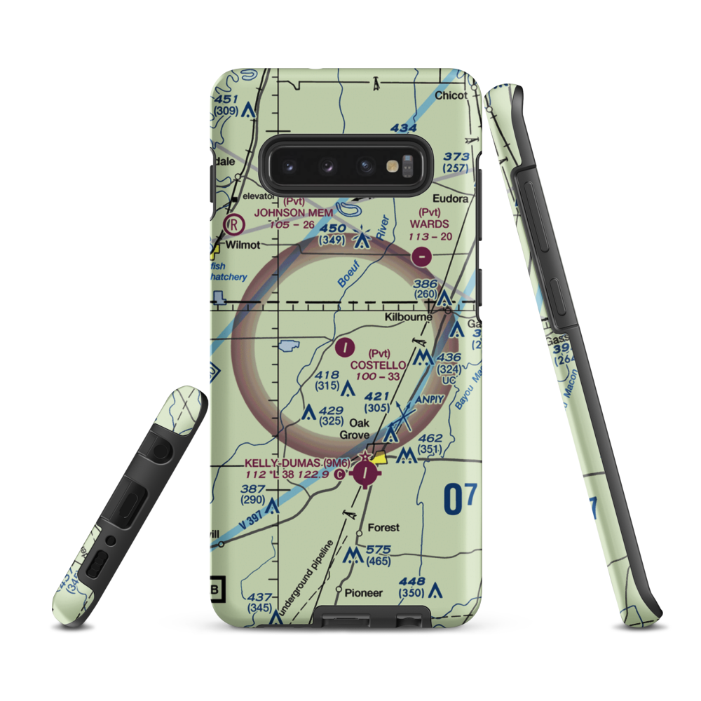 Costello Airport (2LA7) VFR Sectional Samsung Phone Case Samsung Galaxy S10 Plus model shown
