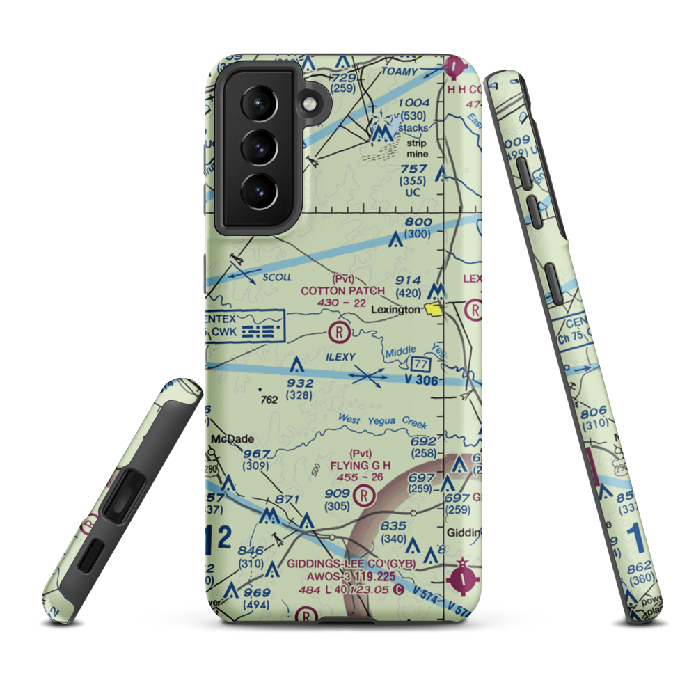 Cotton Patch Airport (TA75) VFR Sectional Samsung Phone Case Samsung Galaxy S21 Plus model shown