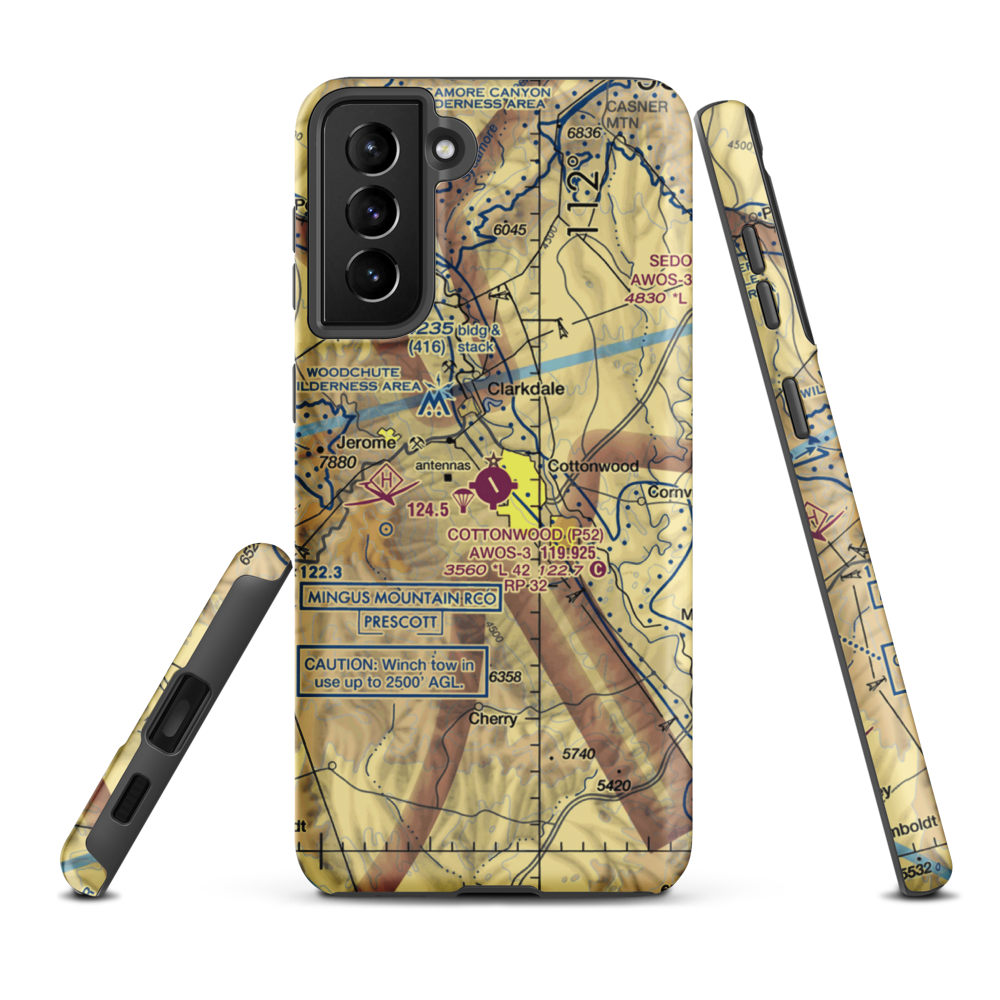 Cottonwood Airport (P52) VFR Sectional Samsung Phone Case Samsung Galaxy S21 Plus model shown