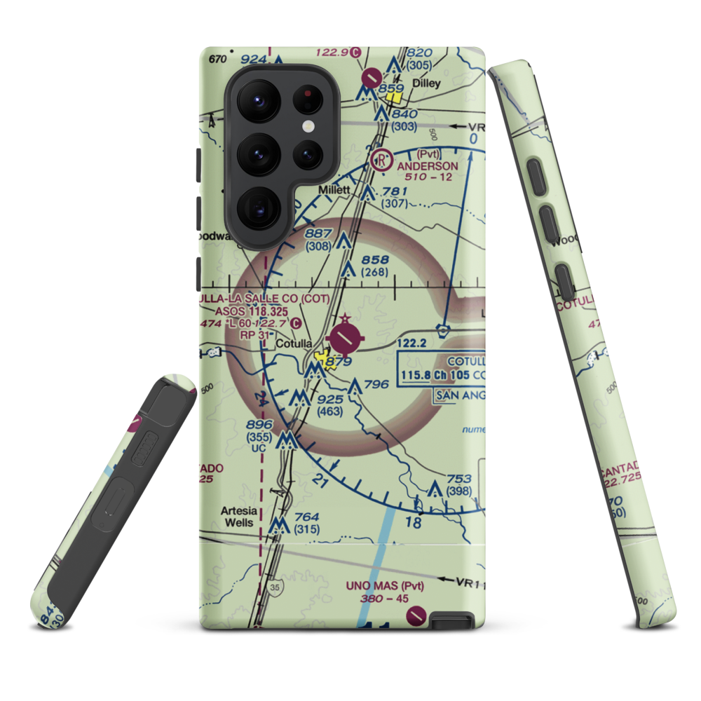 Cotulla-La Salle County Airport (COT) VFR Sectional Samsung Phone Case Samsung Galaxy S22 Ultra model shown