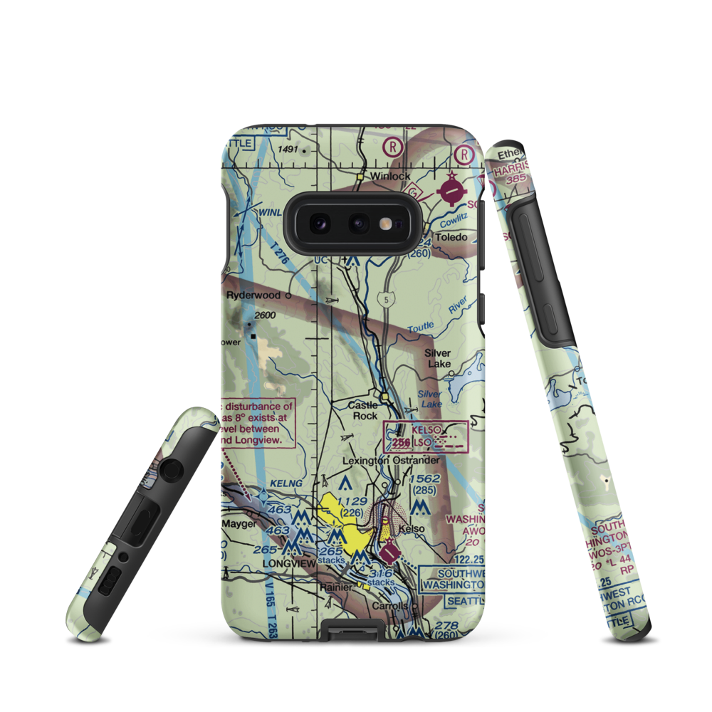 Cougar Flat Airstrip (WN24) VFR Sectional Samsung Phone Case Samsung Galaxy S10e model shown