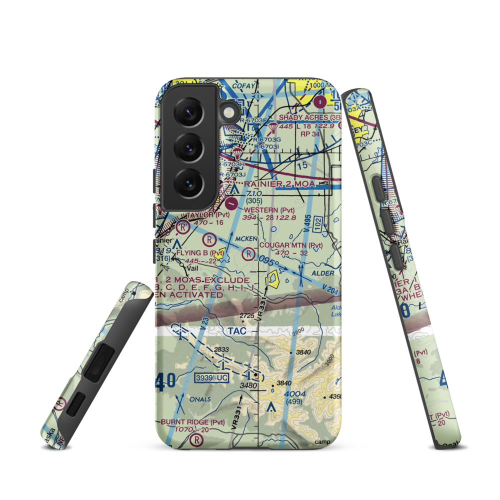 Cougar Mountain Airfield (49WA) VFR Sectional Samsung Phone Case Samsung Galaxy S22 model shown