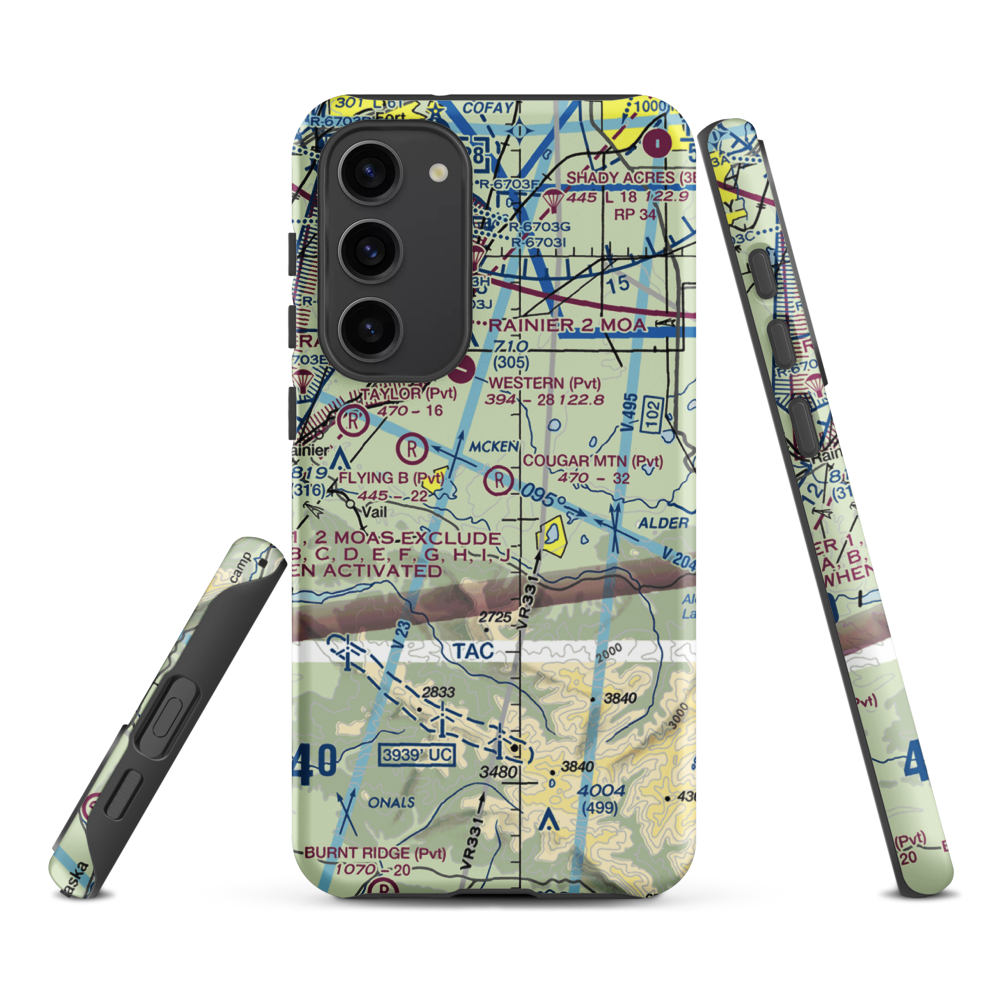Cougar Mountain Airfield (49WA) VFR Sectional Samsung Phone Case Samsung Galaxy S23 Plus model shown