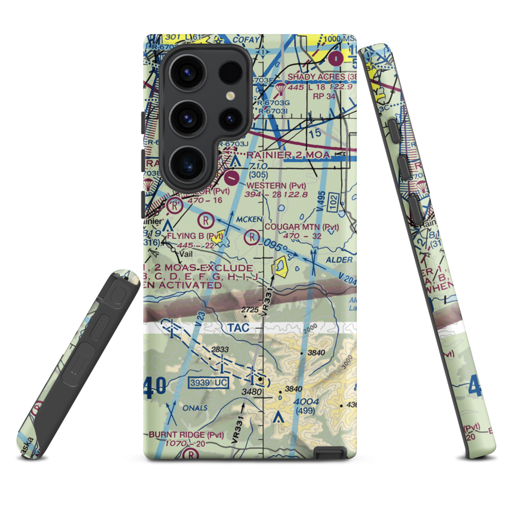 Cougar Mountain Airfield (49WA) VFR Sectional Samsung Phone Case Samsung Galaxy S23 Ultra model shown