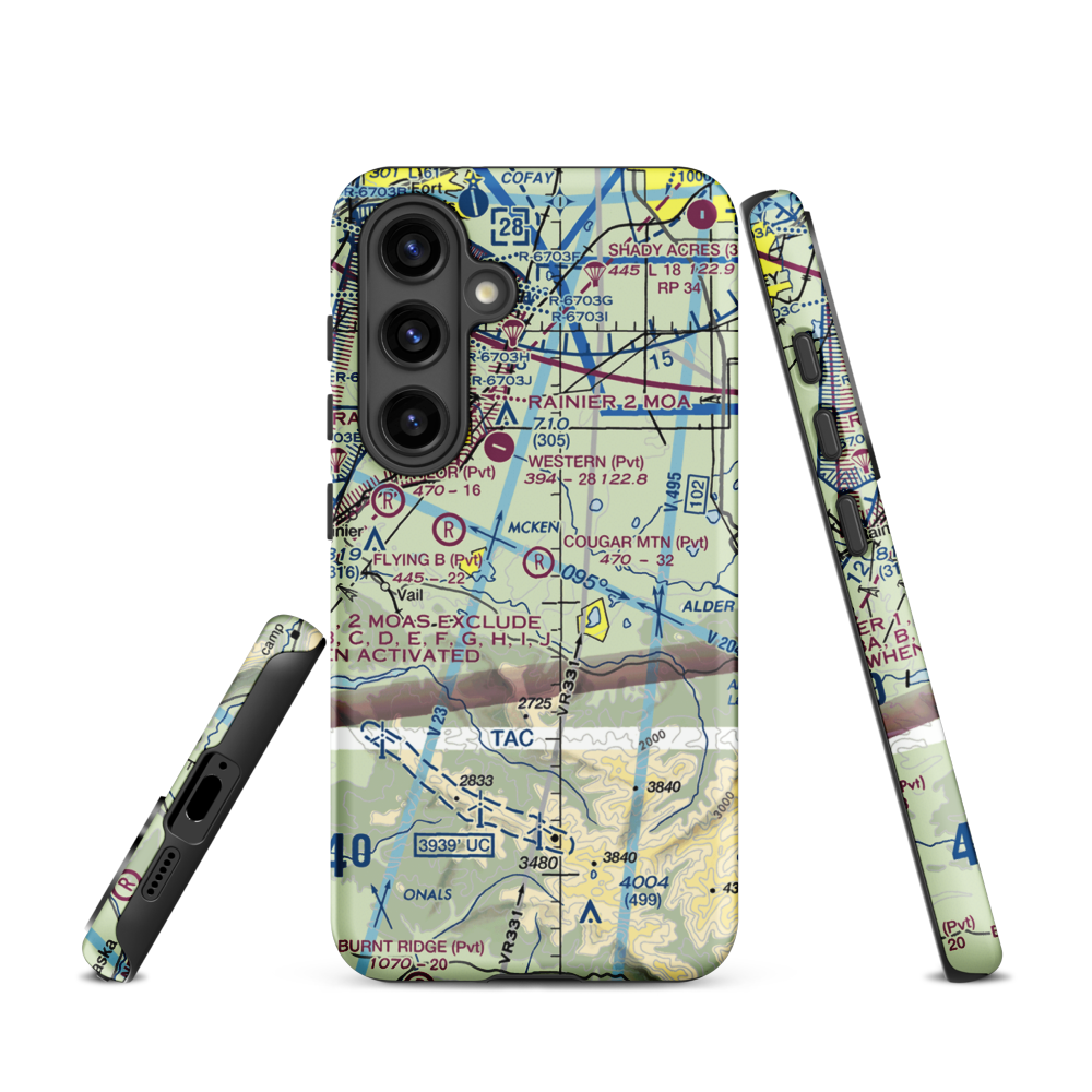 Cougar Mountain Airfield (49WA) VFR Sectional Samsung Phone Case Samsung Galaxy S24 model shown