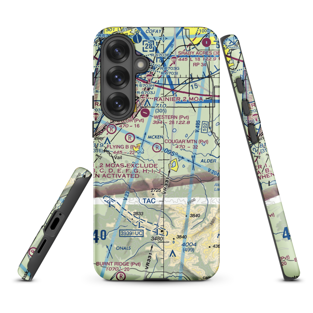 Cougar Mountain Airfield (49WA) VFR Sectional Samsung Phone Case Samsung Galaxy S25 Plus model shown