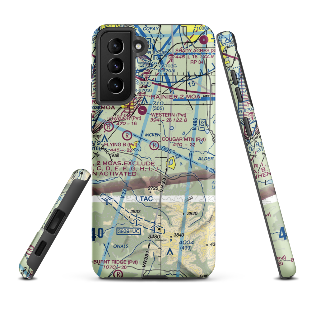 Cougar Mountain Airfield (49WA) VFR Sectional Samsung Phone Case Samsung Galaxy S21 Plus model shown