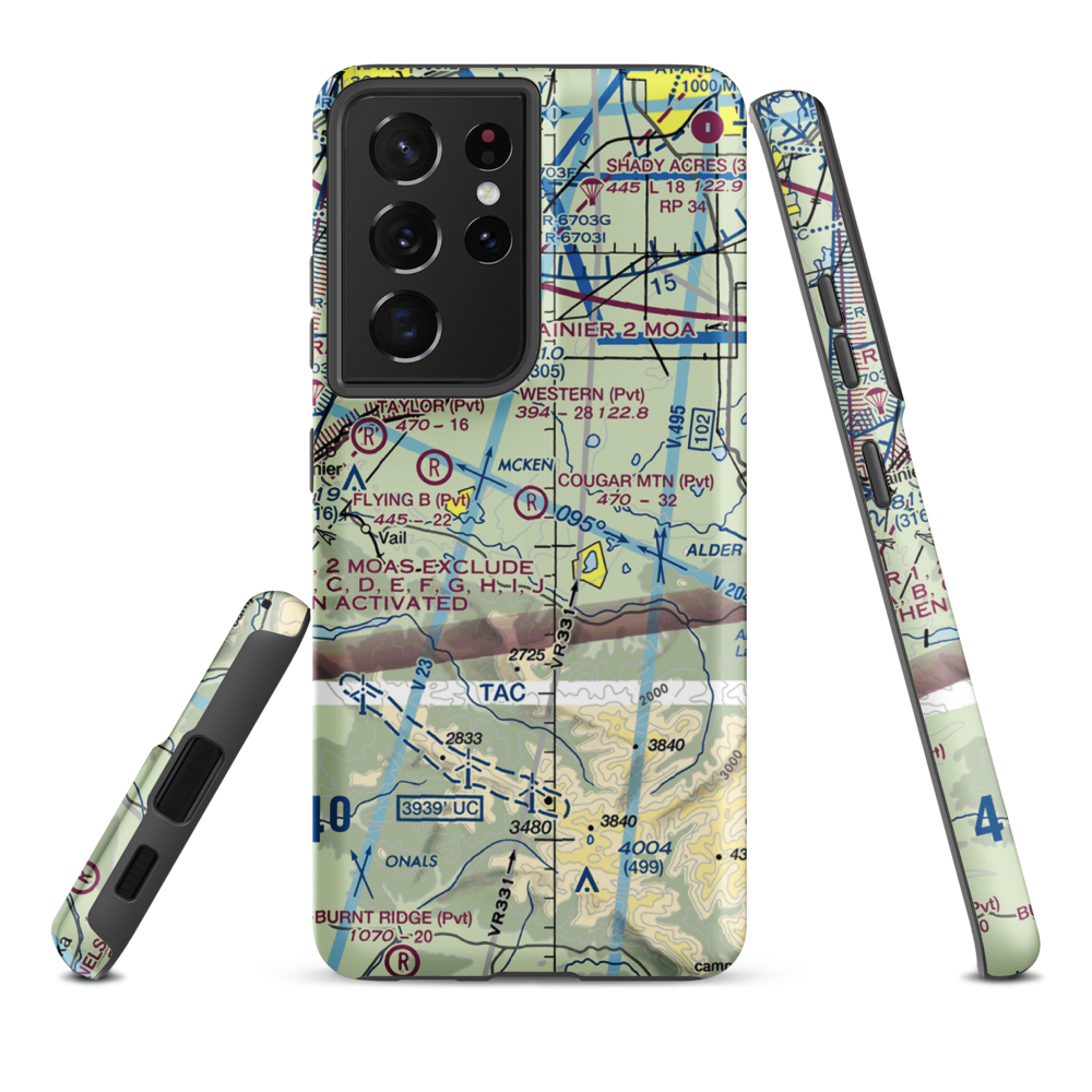 Cougar Mountain Airfield (49WA) VFR Sectional Samsung Phone Case Samsung Galaxy S21 Plus model shown