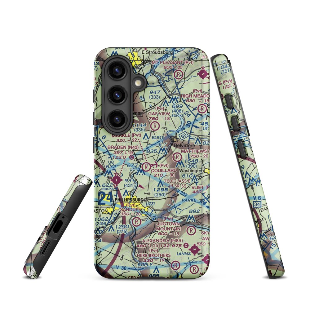 Couillard Seaplane Base (PA15) VFR Sectional Samsung Phone Case Samsung Galaxy S24 model shown