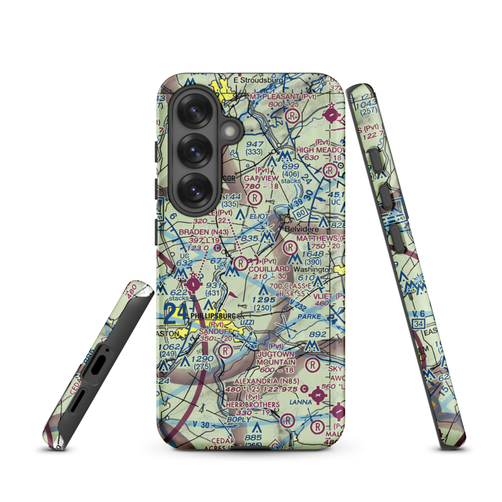 Couillard Seaplane Base (PA15) VFR Sectional Samsung Phone Case Samsung Galaxy S25 model shown