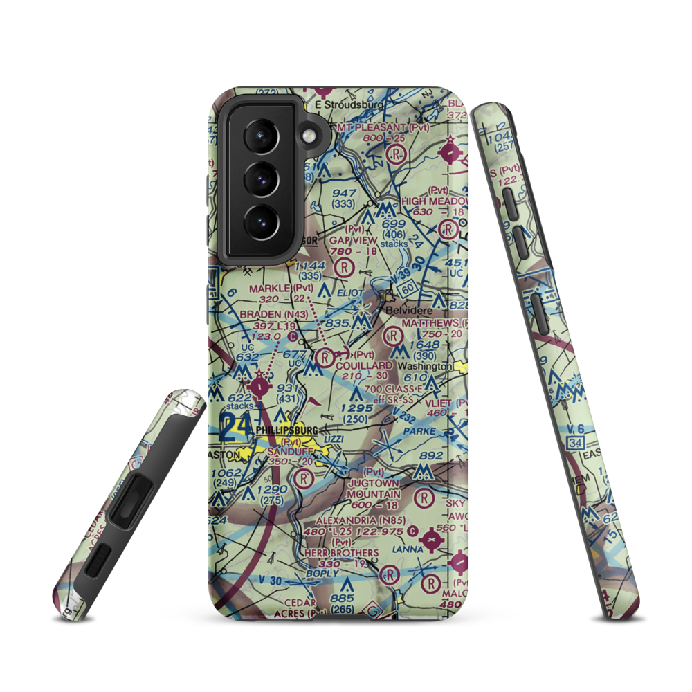 Couillard Seaplane Base (PA15) VFR Sectional Samsung Phone Case Samsung Galaxy S21 model shown