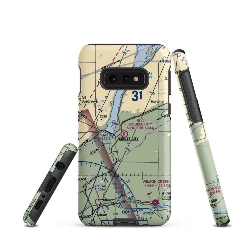 Coulee City Airport (WA15) VFR Sectional Samsung Phone Case Samsung Galaxy S10e model shown