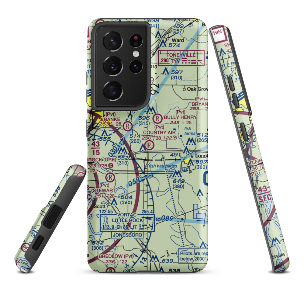 Country Air Estates Airport (1AR9) VFR Sectional Samsung Phone Case Samsung Galaxy S21 Plus model shown
