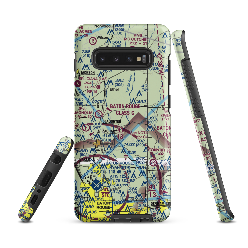 Country Breeze Airport (01LS) VFR Sectional Samsung Phone Case Samsung Galaxy S10 Plus model shown