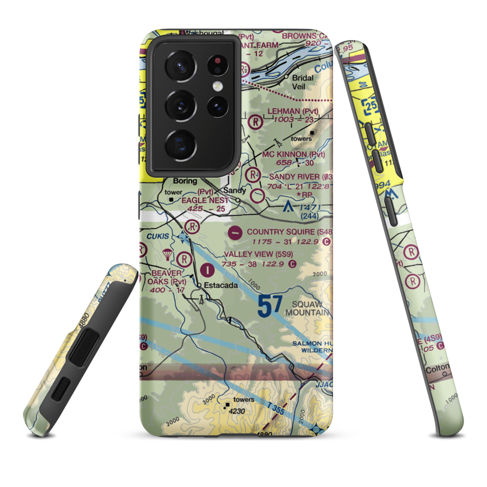 Country Squire Airpark (S48) VFR Sectional Samsung Phone Case Samsung Galaxy S21 Plus model shown