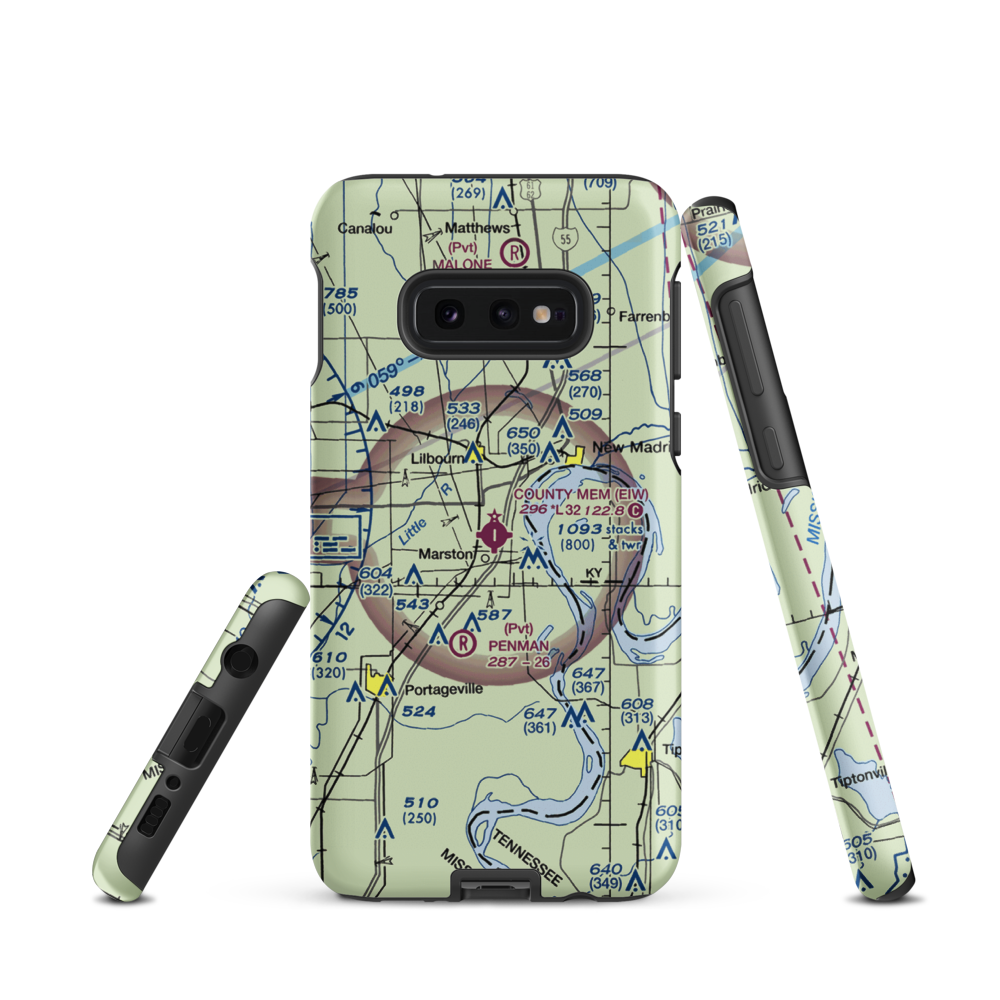 County Memorial Airport (EIW) VFR Sectional Samsung Phone Case Samsung Galaxy S10e model shown