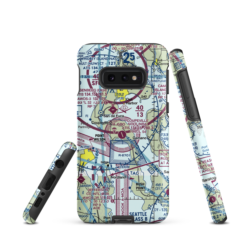 Coupeville Nolf Airport (NRA) VFR Sectional Samsung Phone Case Samsung Galaxy S10 Plus model shown