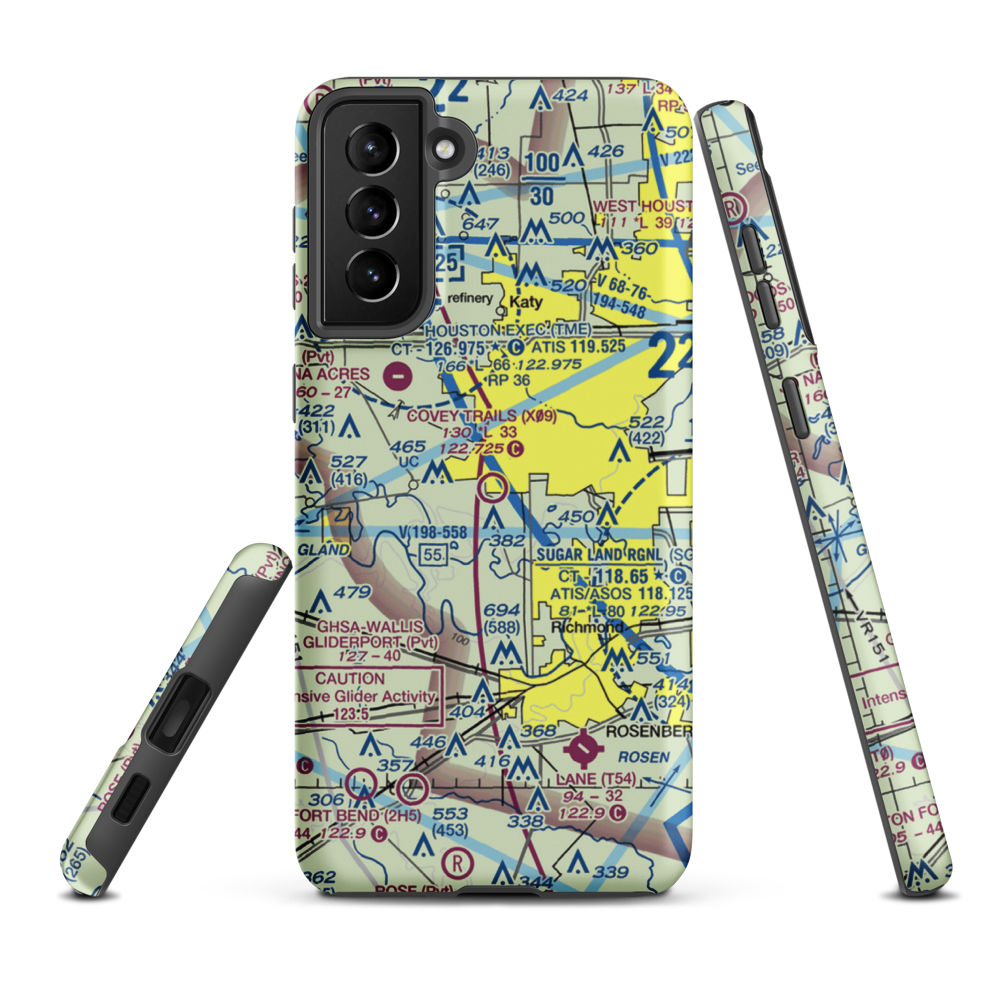 Covey Trails Airport (X09) VFR Sectional Samsung Phone Case Samsung Galaxy S21 FE model shown
