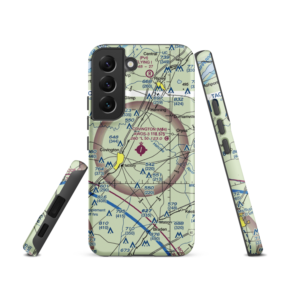 Covington Municipal Airport (M04) VFR Sectional Samsung Phone Case Samsung Galaxy S22 model shown