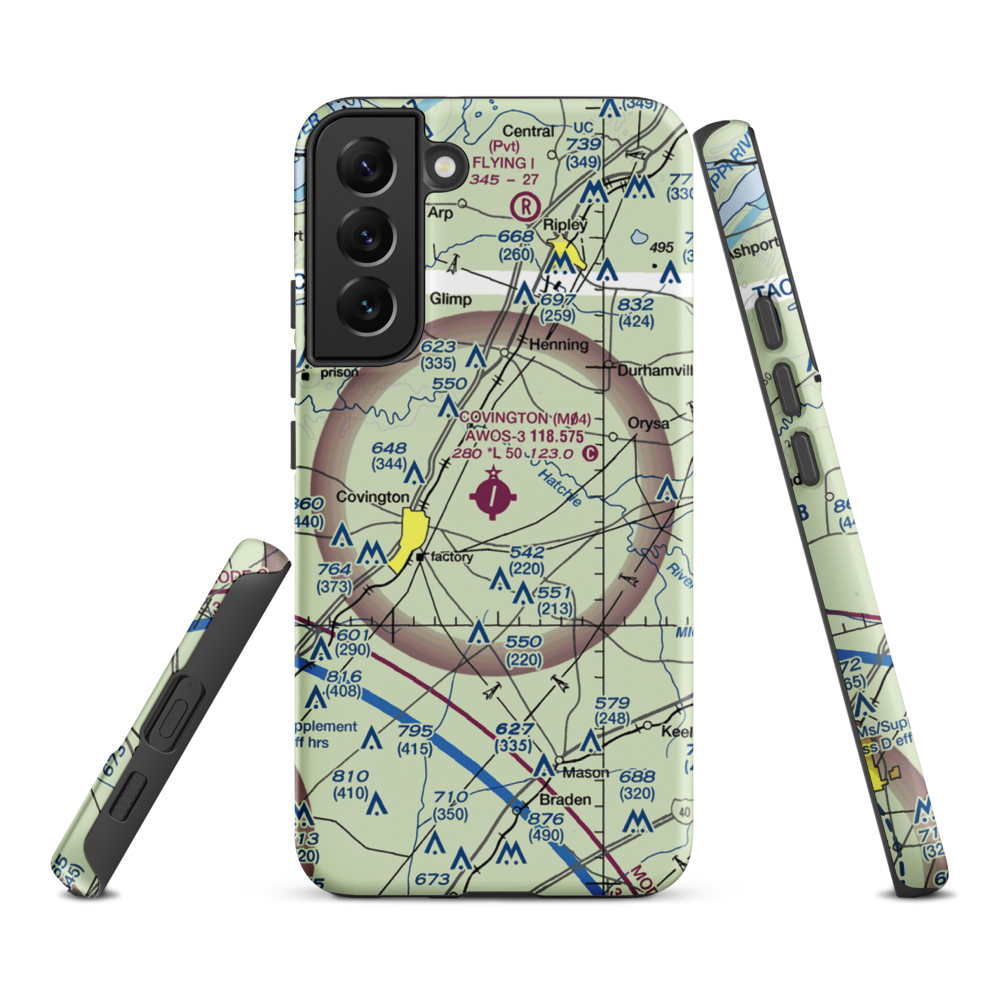 Covington Municipal Airport (M04) VFR Sectional Samsung Phone Case Samsung Galaxy S22 Plus model shown