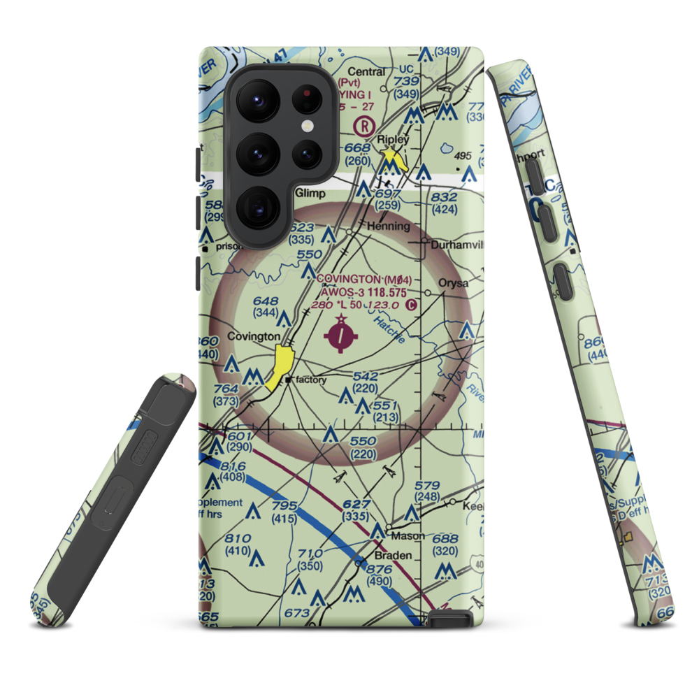 Covington Municipal Airport (M04) VFR Sectional Samsung Phone Case Samsung Galaxy S22 Ultra model shown