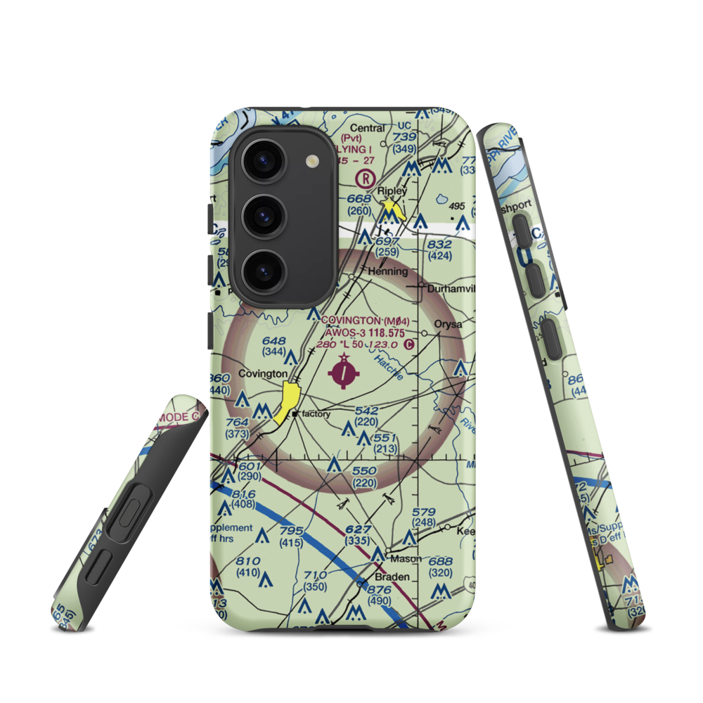Covington Municipal Airport (M04) VFR Sectional Samsung Phone Case Samsung Galaxy S23 model shown