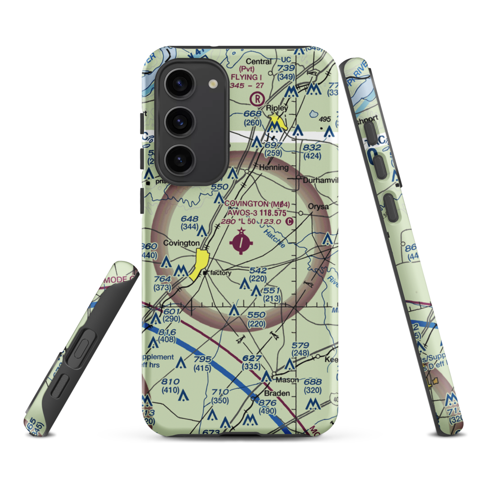 Covington Municipal Airport (M04) VFR Sectional Samsung Phone Case Samsung Galaxy S23 Plus model shown