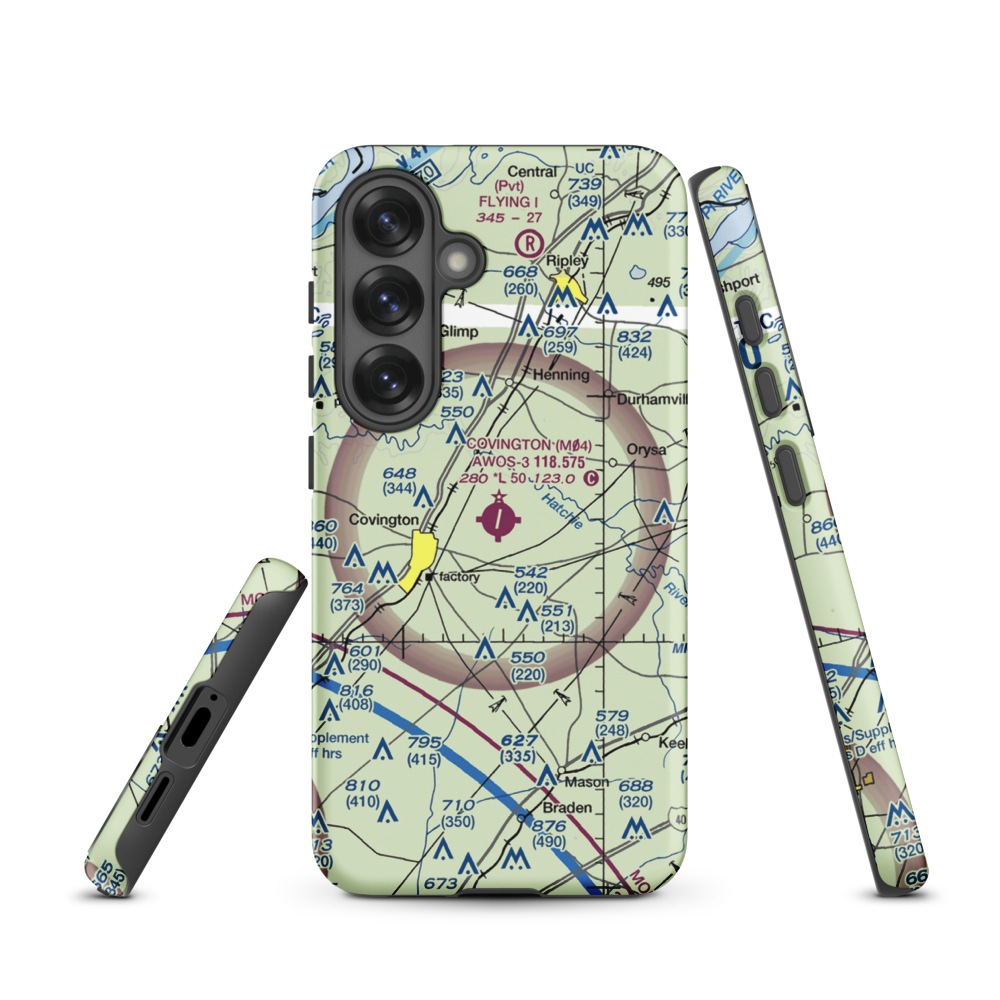 Covington Municipal Airport (M04) VFR Sectional Samsung Phone Case Samsung Galaxy S25 model shown