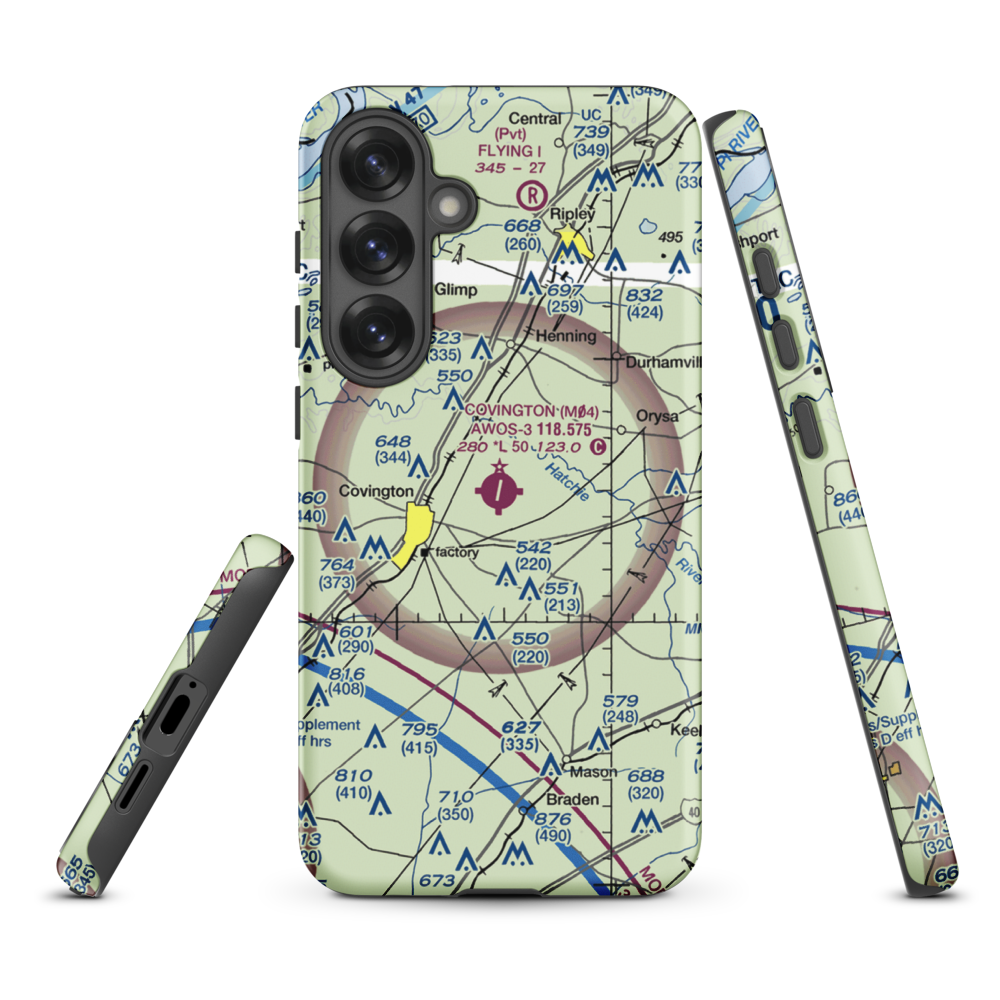 Covington Municipal Airport (M04) VFR Sectional Samsung Phone Case Samsung Galaxy S25 Plus model shown
