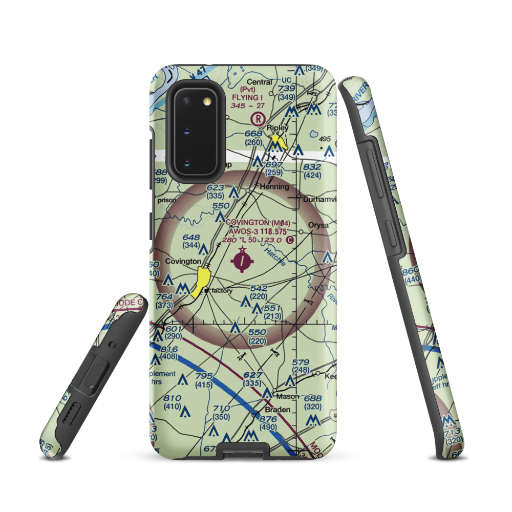 Covington Municipal Airport (M04) VFR Sectional Samsung Phone Case Samsung Galaxy S20 model shown