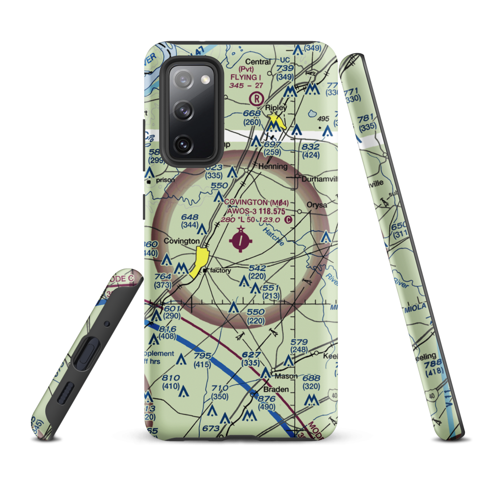 Covington Municipal Airport (M04) VFR Sectional Samsung Phone Case Samsung Galaxy S20 FE model shown