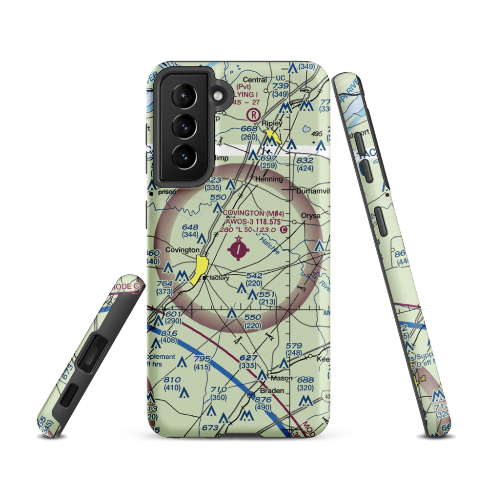 Covington Municipal Airport (M04) VFR Sectional Samsung Phone Case Samsung Galaxy S21 model shown