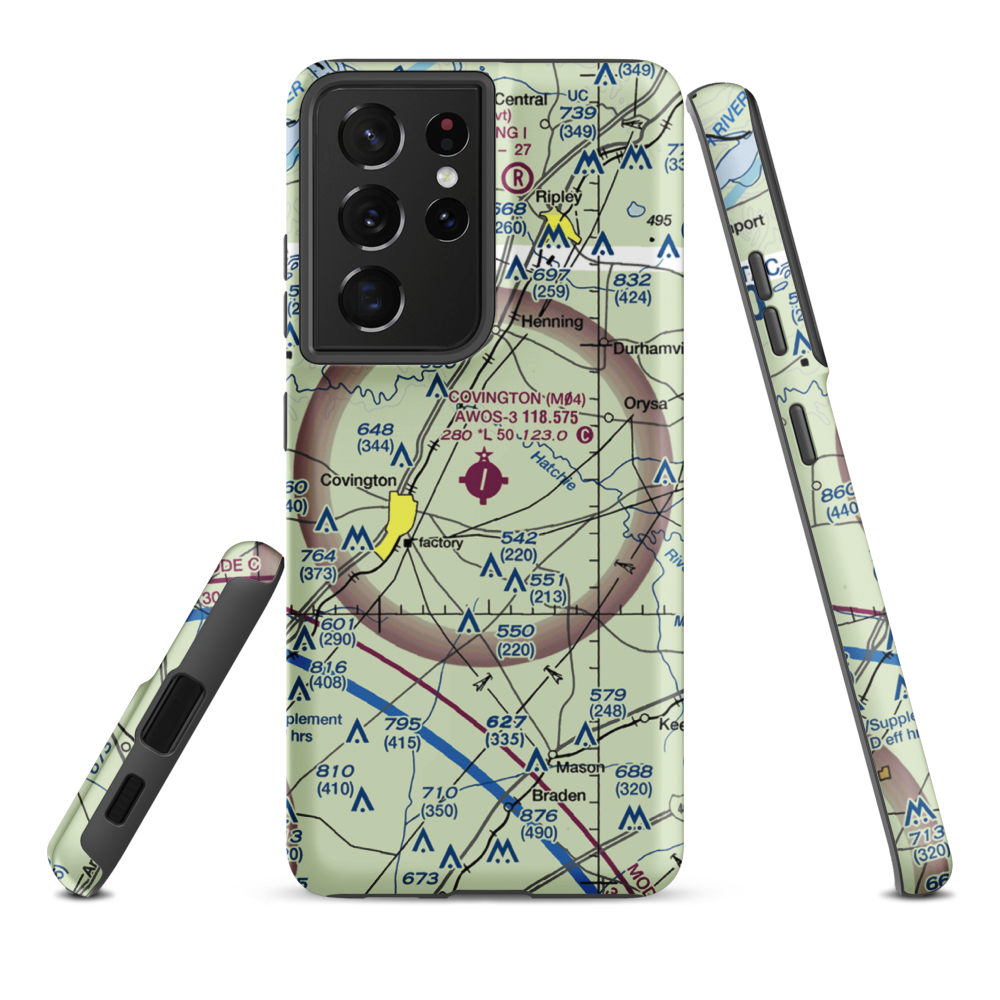 Covington Municipal Airport (M04) VFR Sectional Samsung Phone Case Samsung Galaxy S21 Ultra model shown