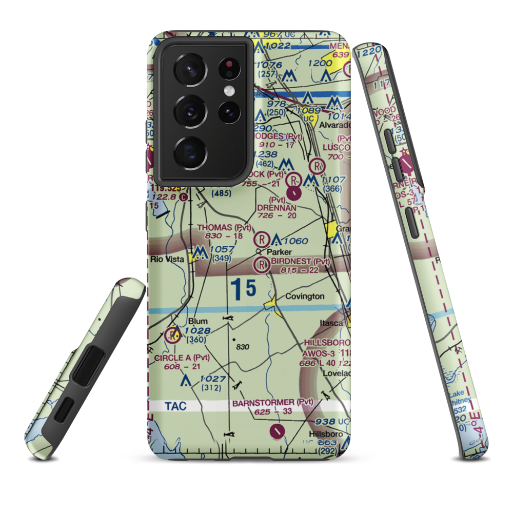 Cow Pasture Airport (TE16) VFR Sectional Samsung Phone Case Samsung Galaxy S21 Ultra model shown