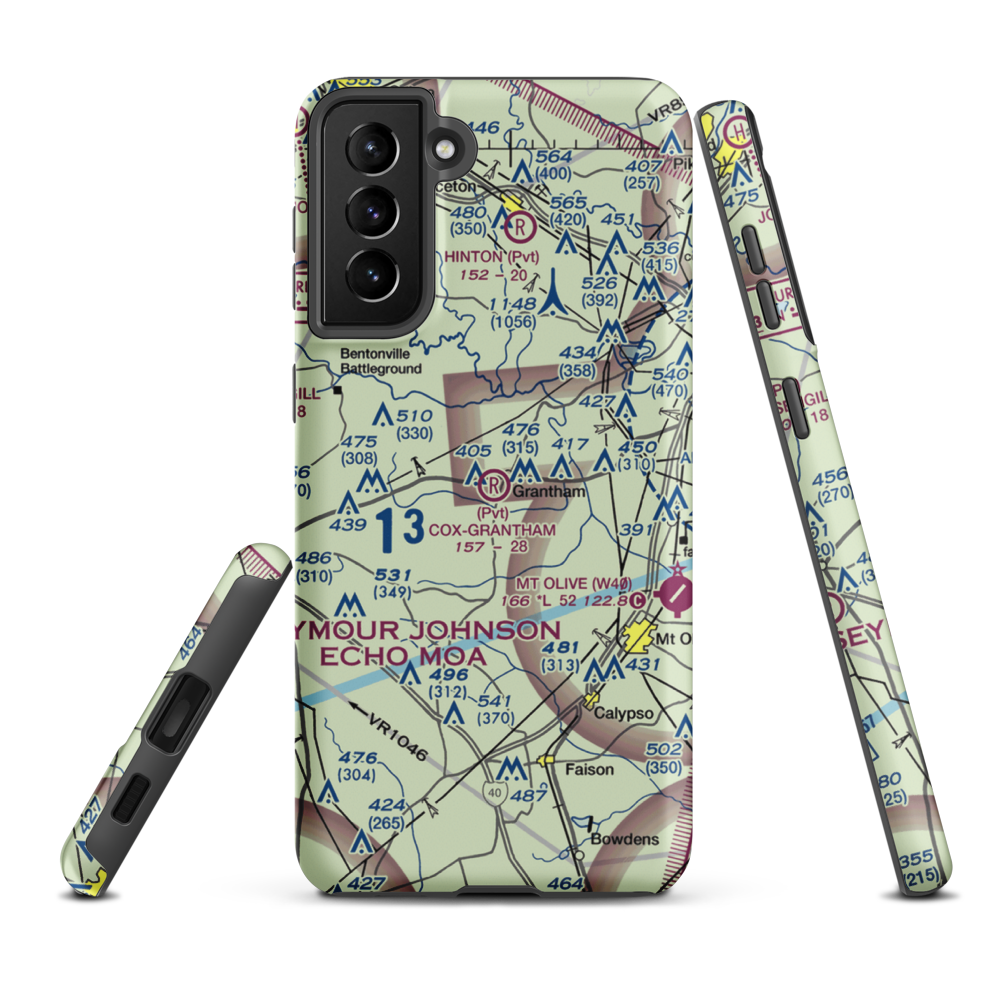 Cox-Grantham Airfield (6NC0) VFR Sectional Samsung Phone Case Samsung Galaxy S21 FE model shown