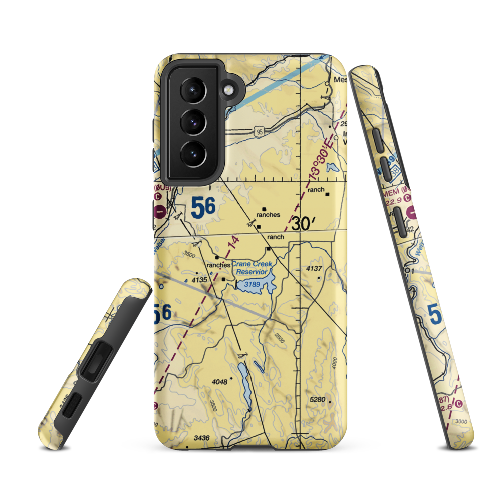 Coyote Ridge Airport (17ID) VFR Sectional Samsung Phone Case Samsung Galaxy S21 FE model shown