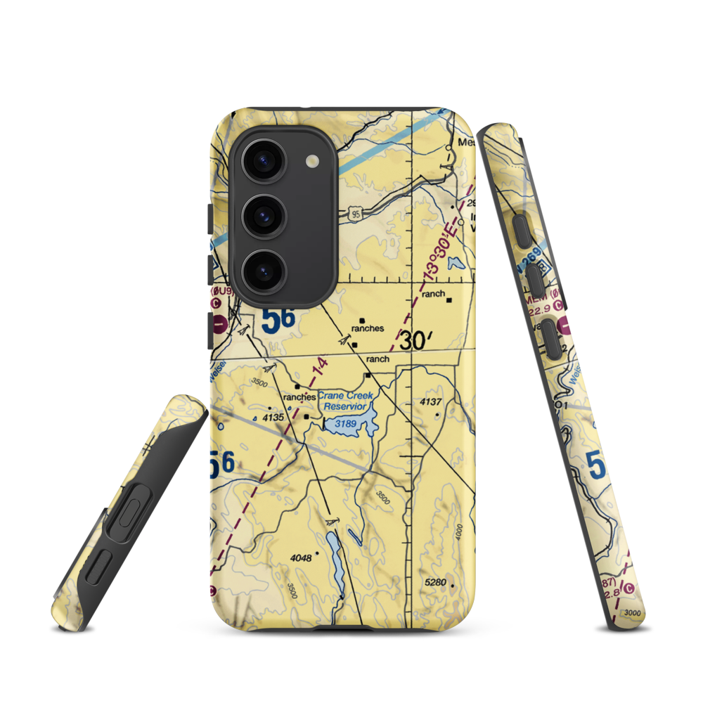 Coyote Ridge Airport (17ID) VFR Sectional Samsung Phone Case Samsung Galaxy S23 model shown