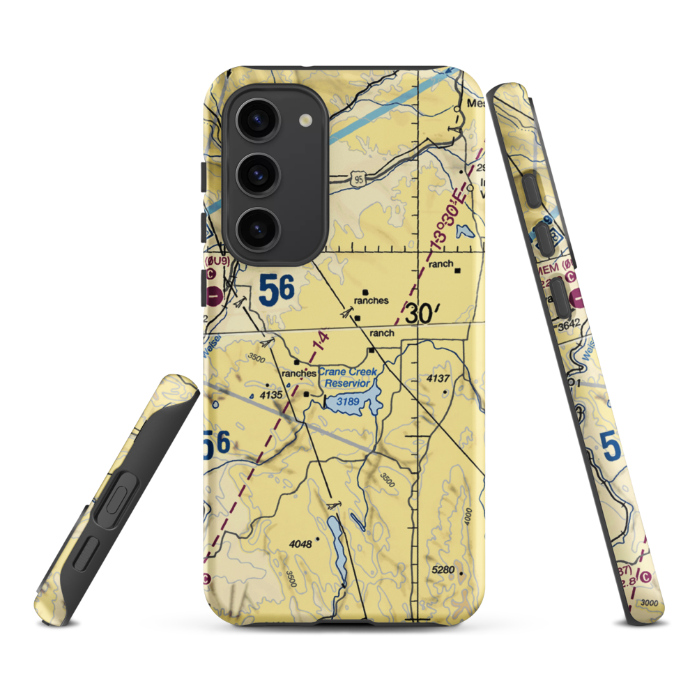 Coyote Ridge Airport (17ID) VFR Sectional Samsung Phone Case Samsung Galaxy S23 Plus model shown